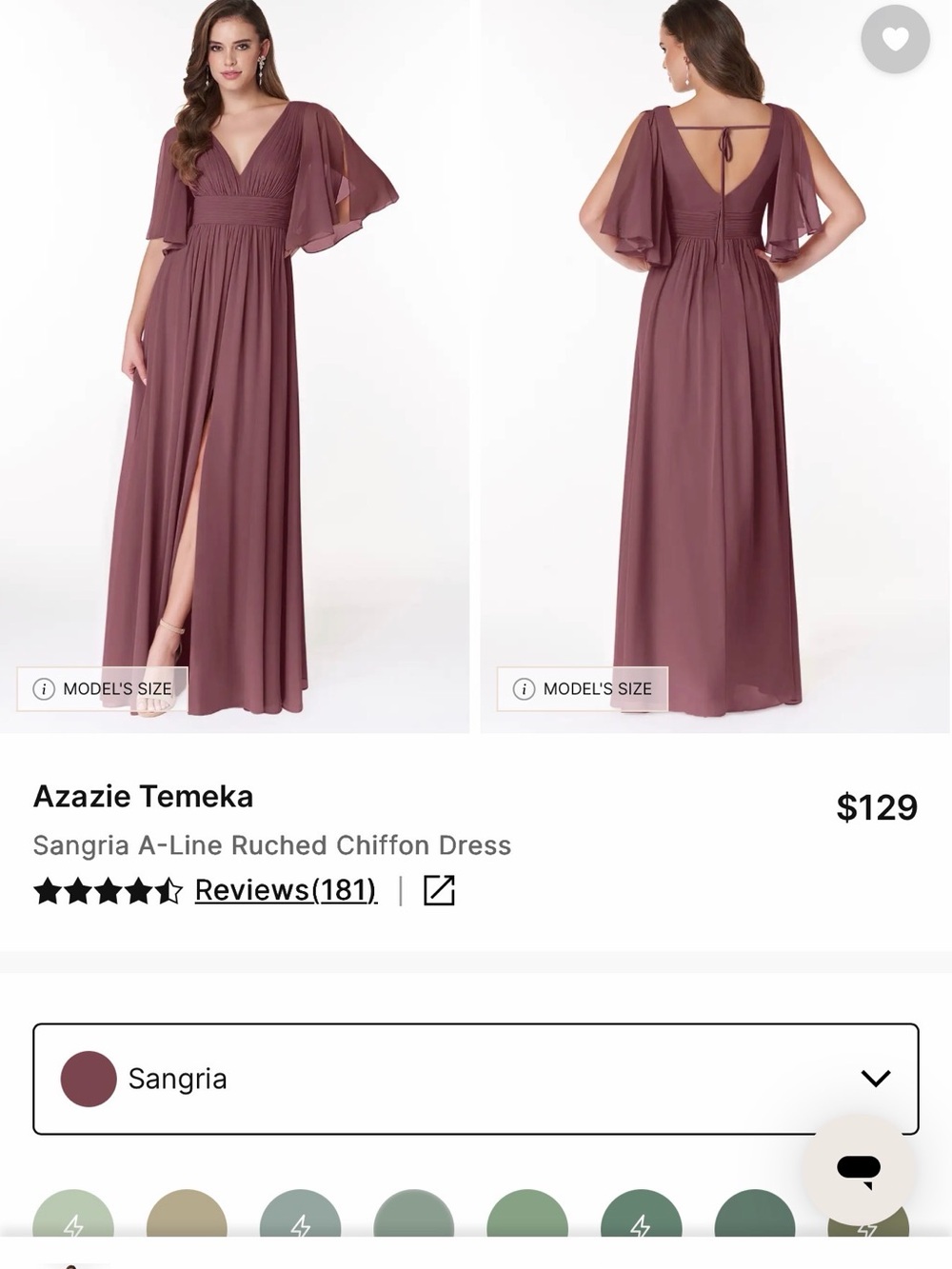 Azazie Chiffon Bridesmaid Dress color- sangria